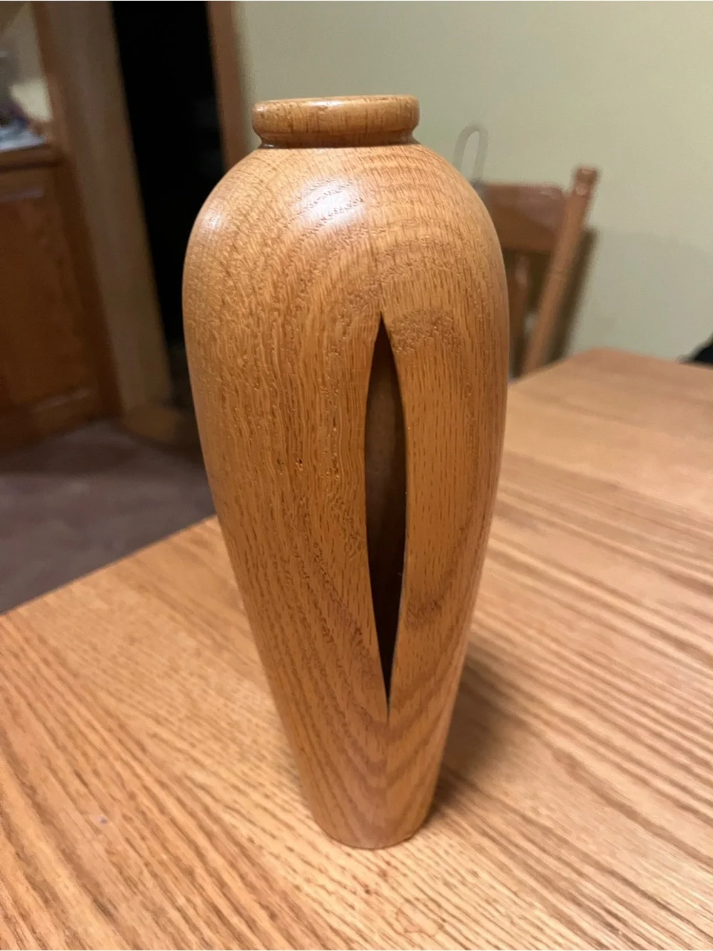 Vintage Handmade Wooden Bud Vase With Cutouts